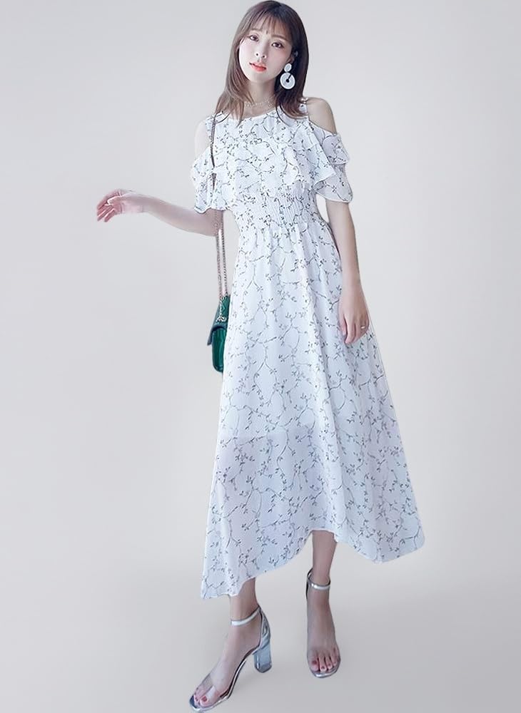 Amazon.co.jp: マキシワンピース ロング丈 シフォン オフ